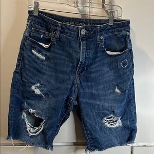 American Eagle Outfitters Men's Ripped Blue Jean Shorts